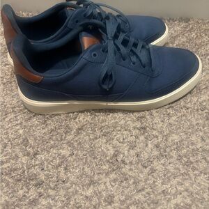 Cole Haan Navy Lace-Up Athletic Sneakers with Brown Heel Detail